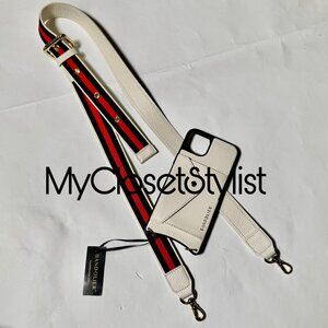 NWT! Bandolier 14 Plus Leather Wallet Case Kimberly Strap Set RARE! Ivory Gold